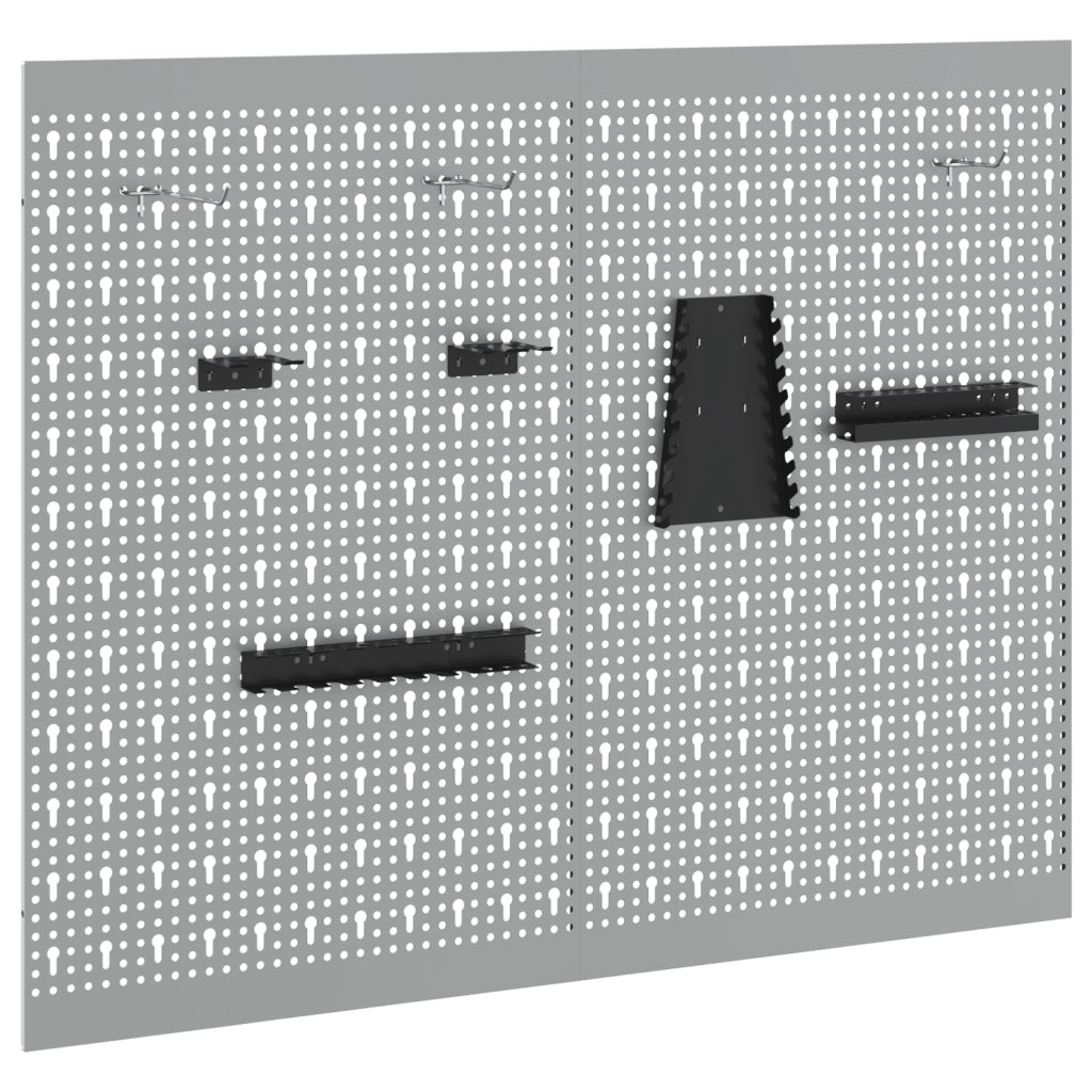 Pannelli per Attrezzi 2 Pezzi con 8 Accessori, Grigio, 50x80 cm Acciaio