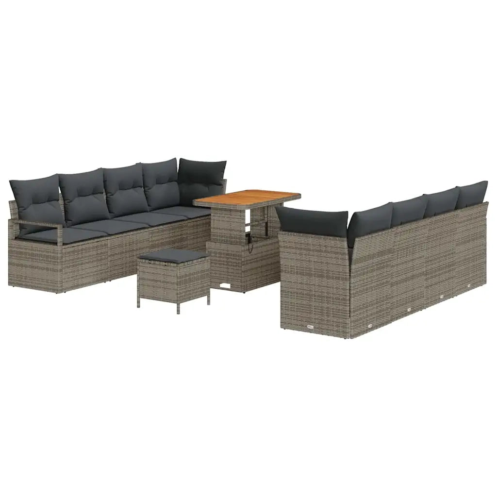 Set Divano da Giardino con cuscino 11 pcs Grigio polyrattan 3362503