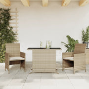 Set da BistrÃ² 3 pz con Cuscini Beige in Polyrattan