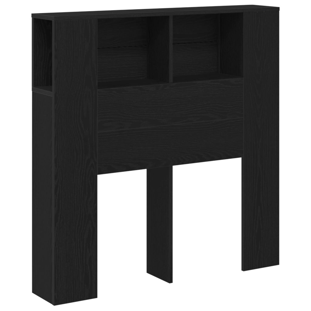 Testiera per letto Armadietto Nero Rovere 100x19x104,5 cm Realizzato in Legno Ingegnerizzato