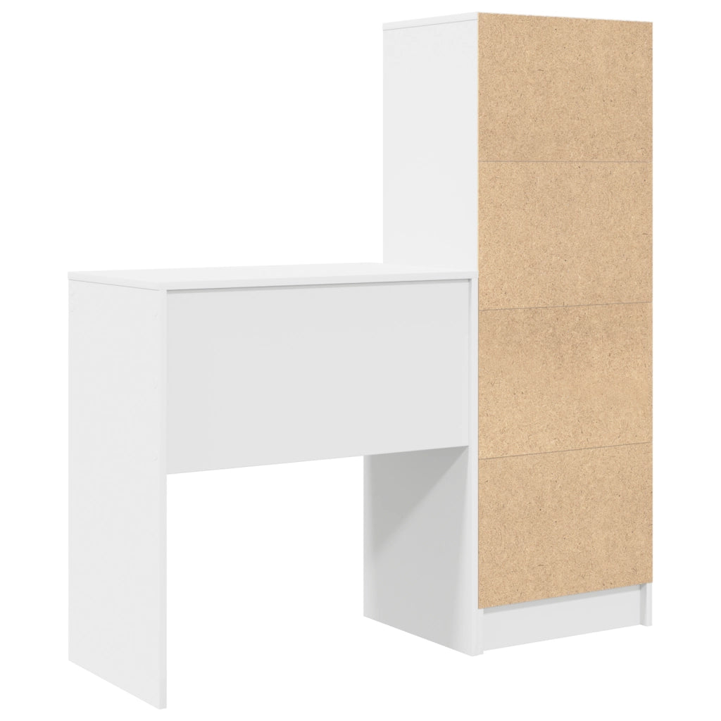 Scrivania con archiviazione in legno ingegnerizzato bianco