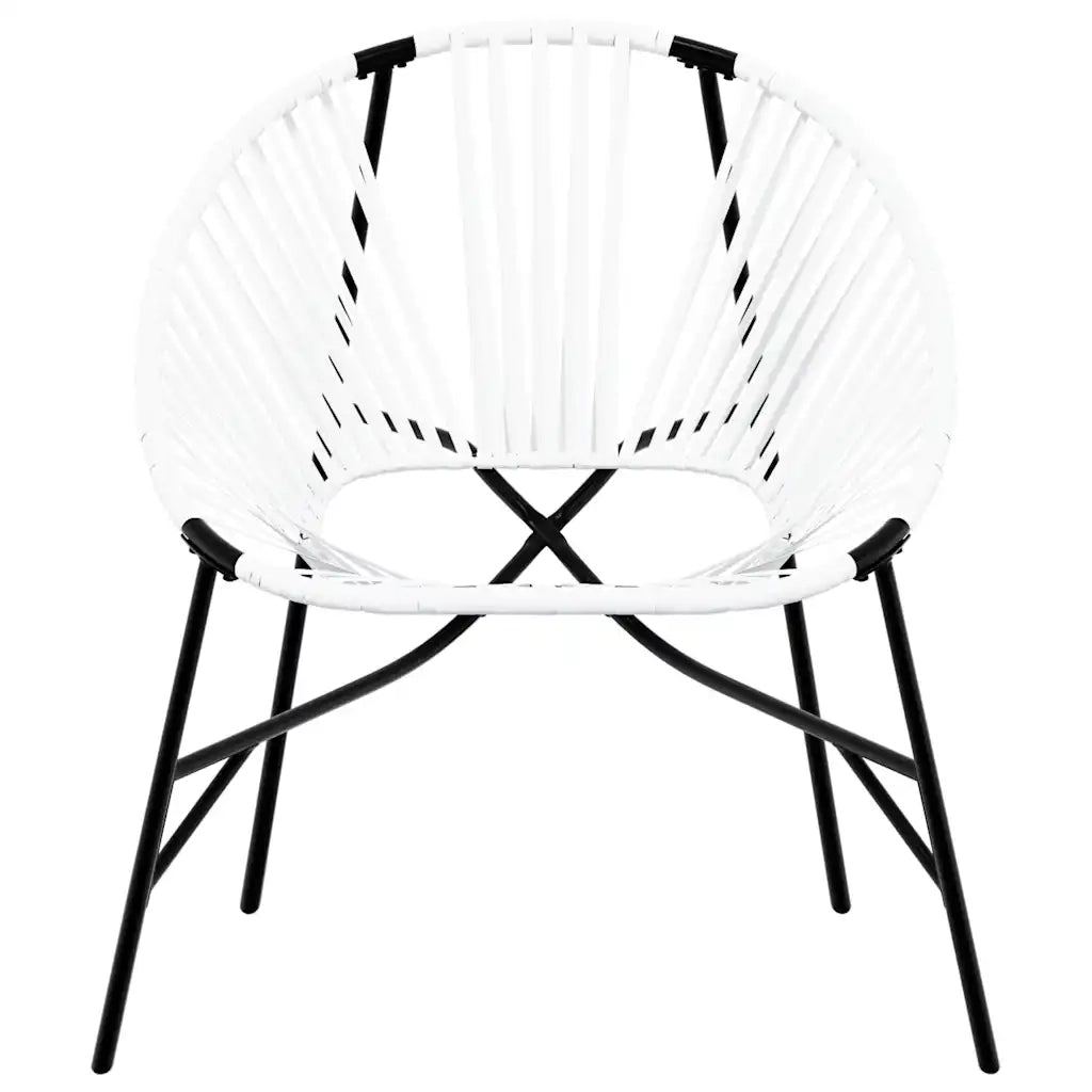 Set di Sedie da Giardino 3 pz | Sedie da Esterno in Polyrattan Bianco e Nero