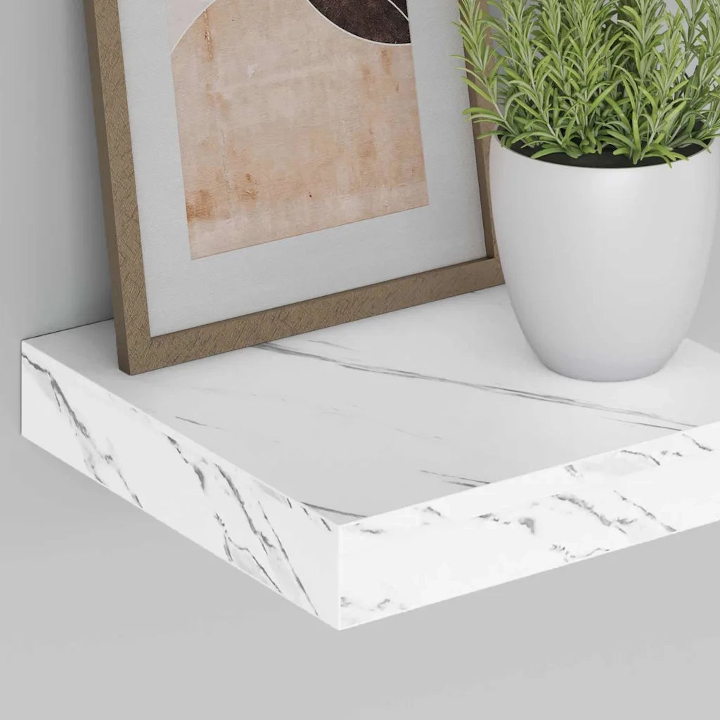 Scaffale da parete 4 pcs Marmo Bianco 23 x 23,5 x 4 cm