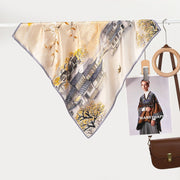 Sciarpa di seta stampata da donna, elegante per l'ufficio.