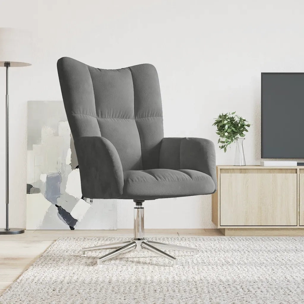 Poltrona | Sedia Relax Grigio Scuro in Velluto