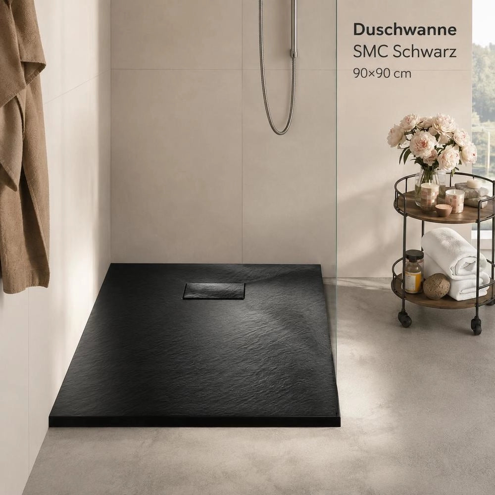 SMC Black Shower Tray 90x90 Cm