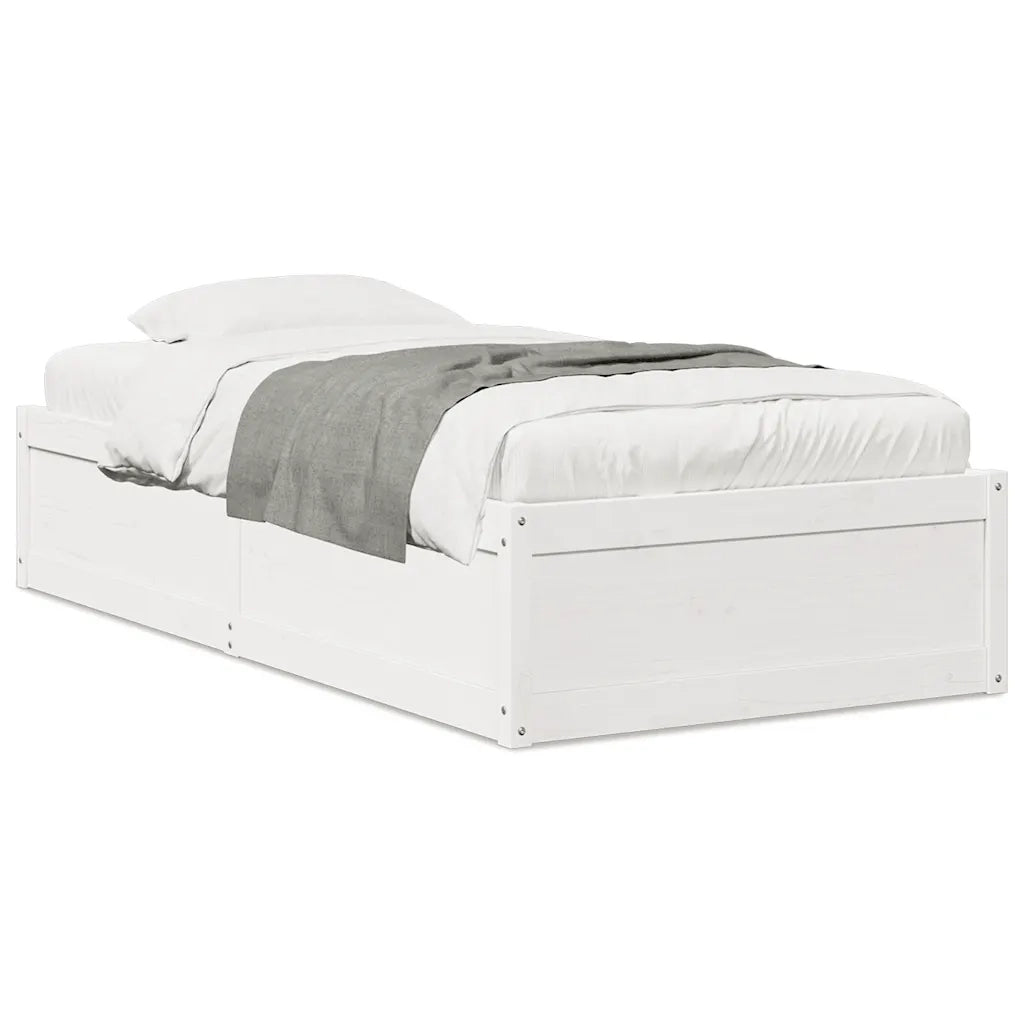 Letto senza Materasso-Struttura Letto Bianco 75x190 in Legno Massello di Pino 834946