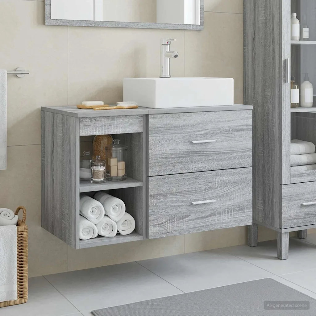 Set di mobili per il bagno 2 pcs Sonoma grigio 3403893