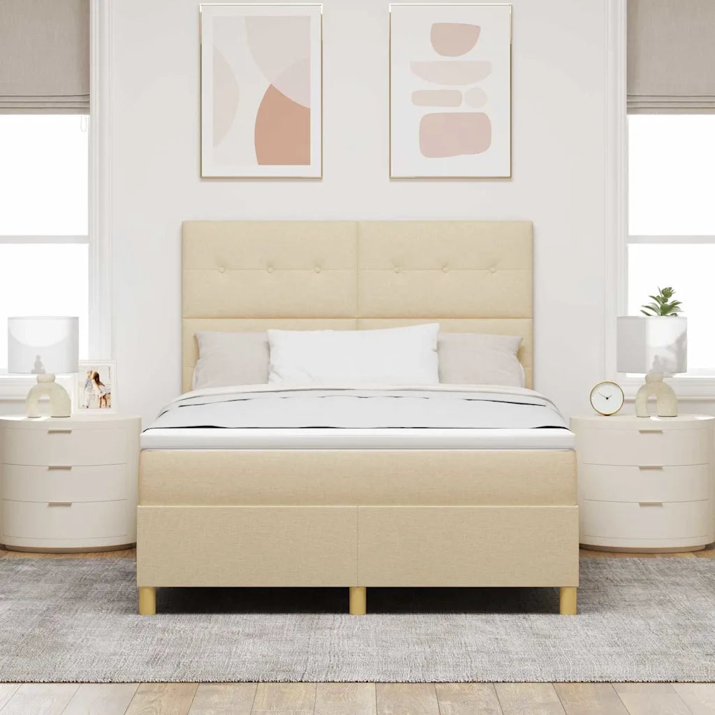 Letto a Sorgente LED con materasso Crema 140 x 200 cm Tessuto 3343108