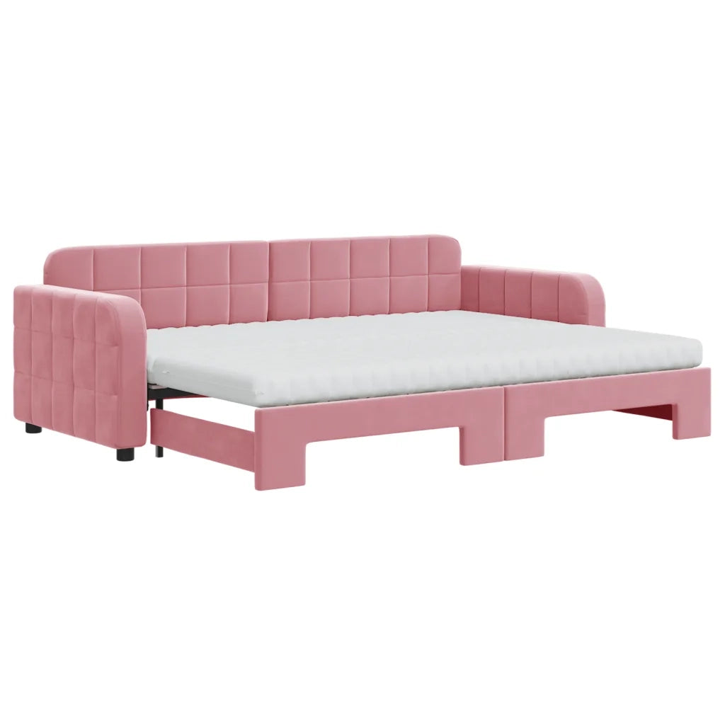 Divano Letto Estraibile con Materassi Rosa 80x200 cm Velluto 3196949