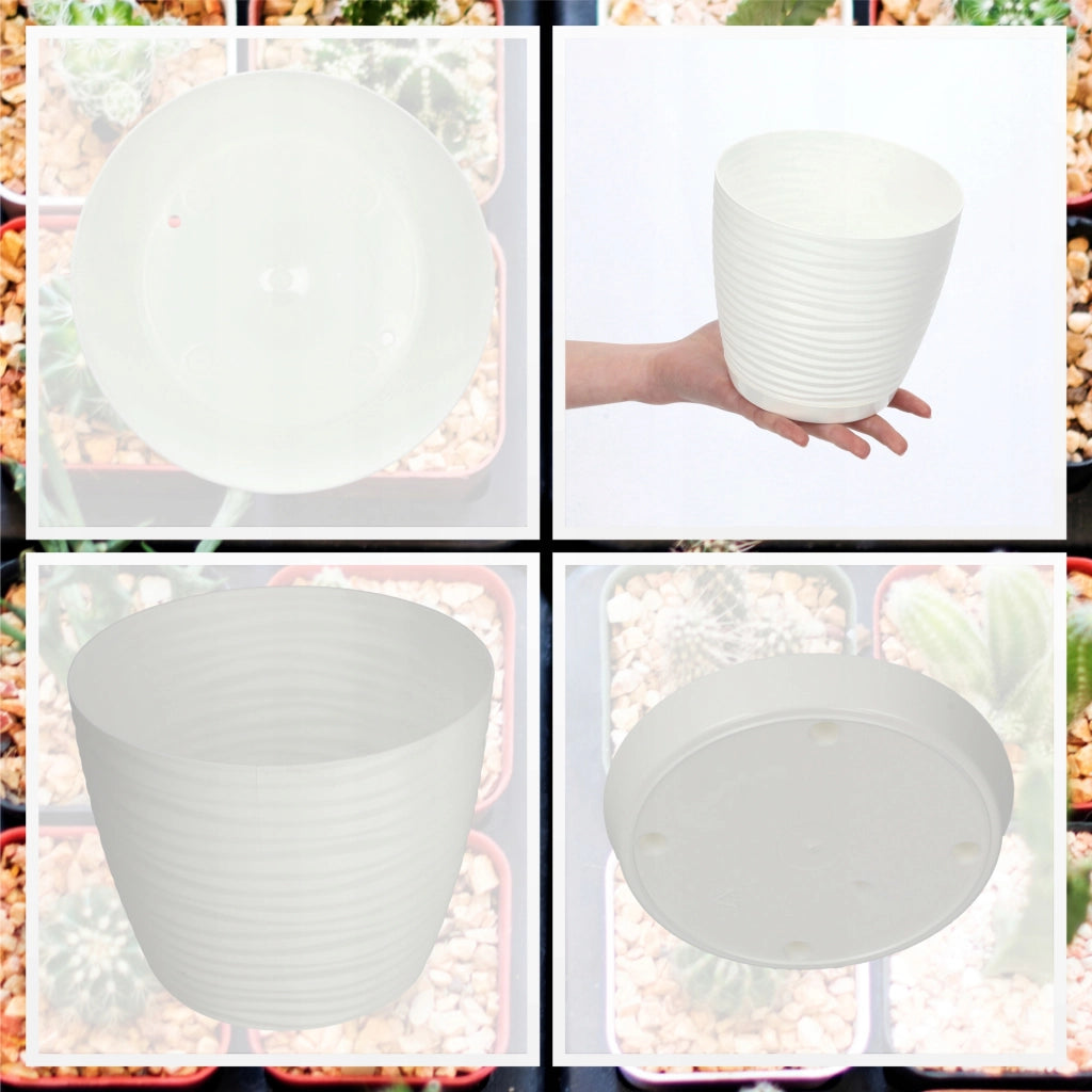Vaso da fiori KADAX rotondo da 15 cm in plastica bianca