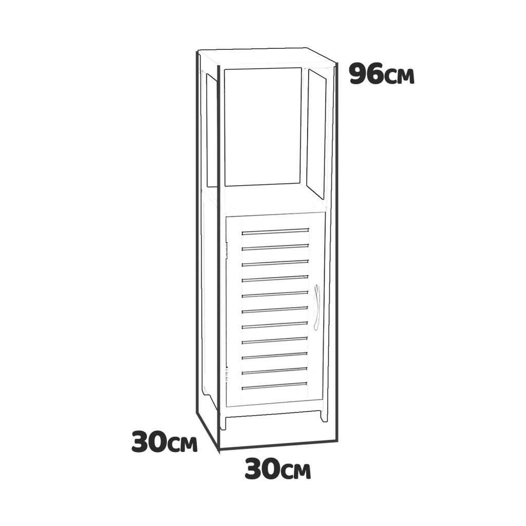 Adelaide - mobiletto multiuso con 1 ripiano e 1 anta - 30x30x96h cm naturale/bianco