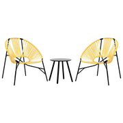 Set di Sedie da Giardino 3 pz | Sedie da Esterno in Polyrattan Nero e Giallo