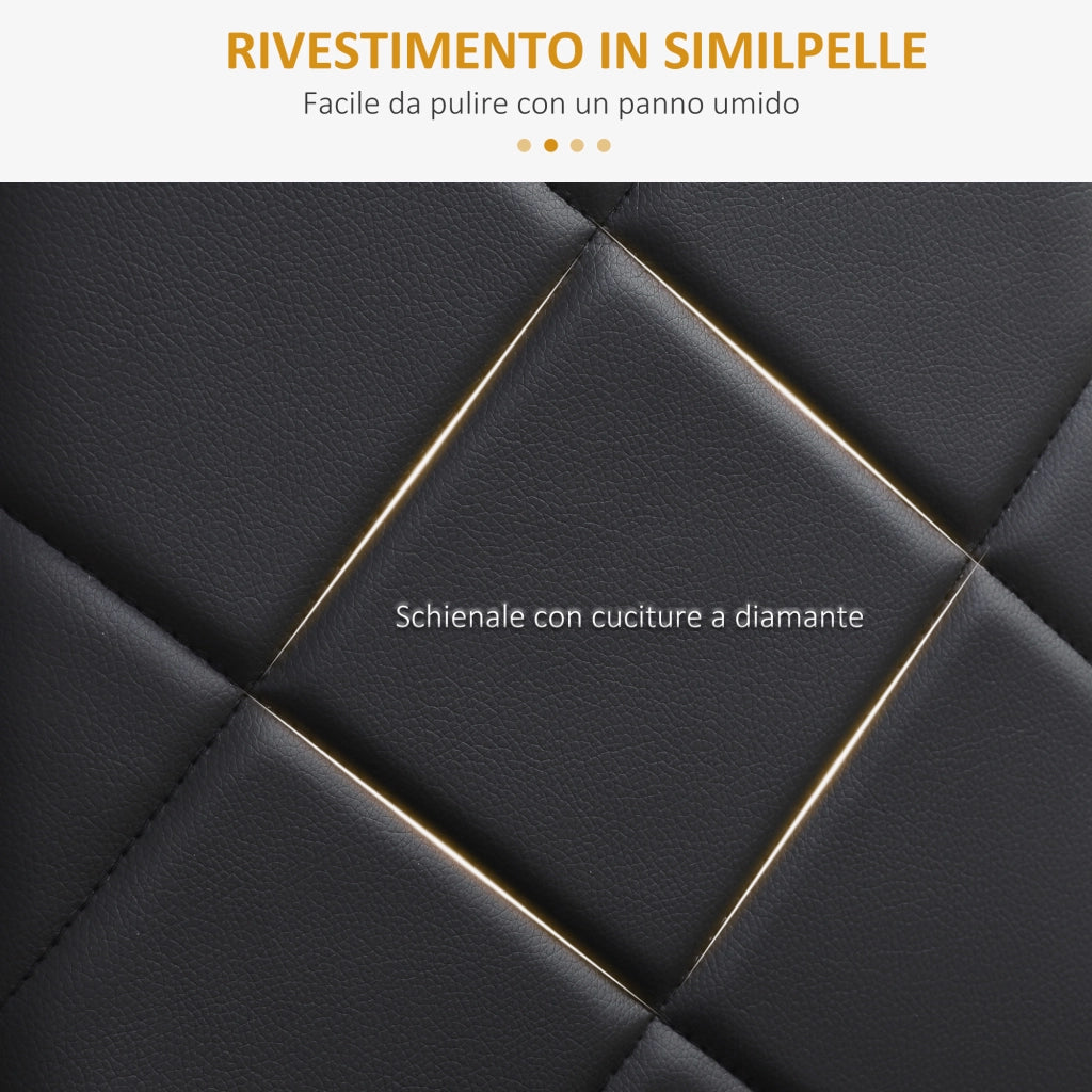 EasyComfort Set di 4 Sedie da Pranzo con Schienale Alto in Finta Pelle e Acciaio, 41x50x97cm, Nero