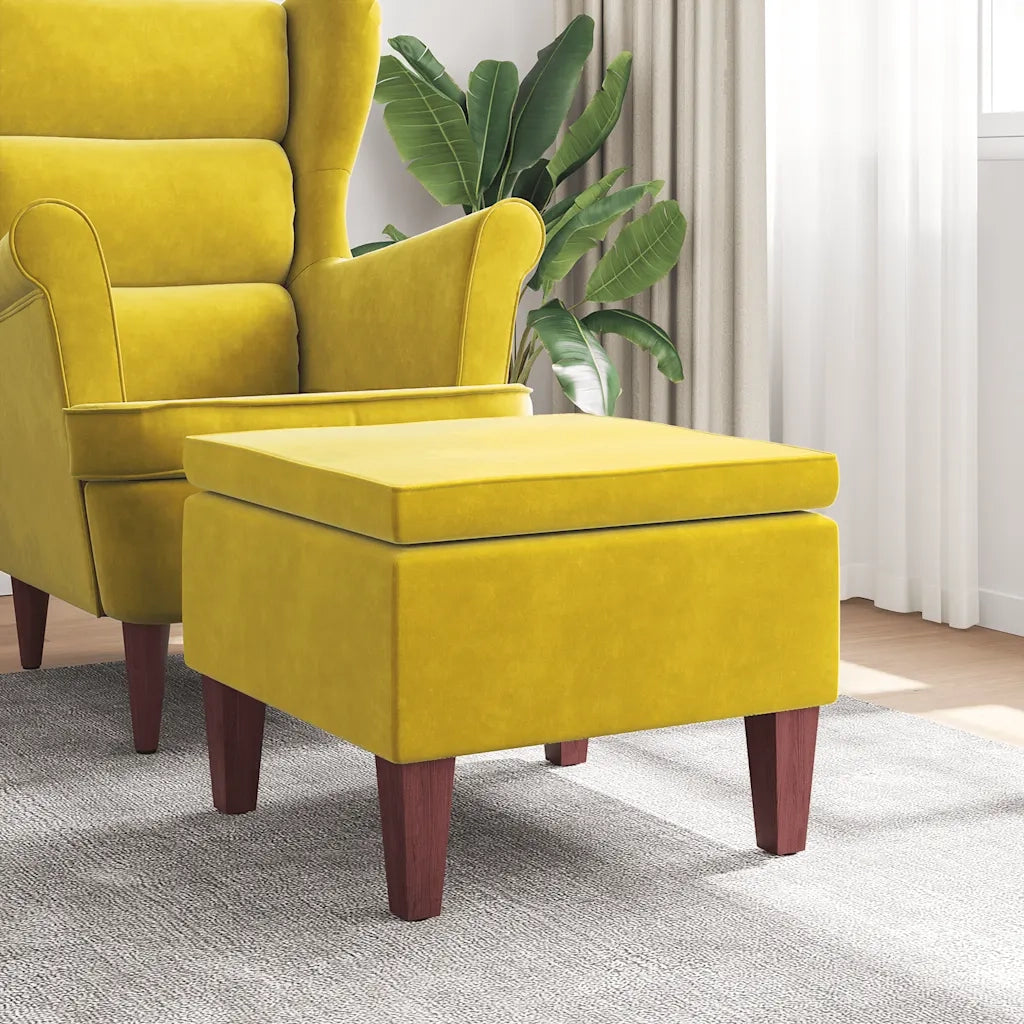 Poggiapiedi con Gambe in Legno Giallo in Velluto cod mxl 48240