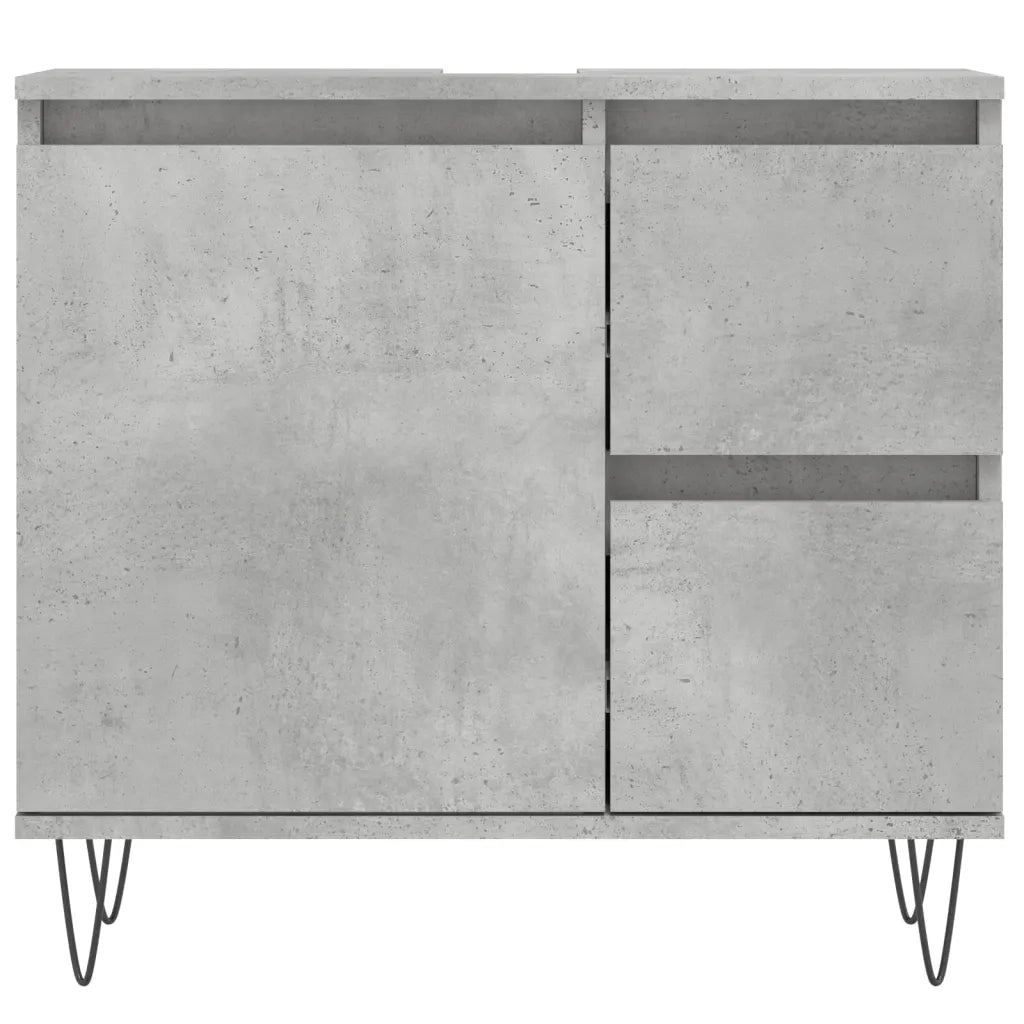 Set Mobili da Bagno 3 pz Grigio Cemento in Legno Multistrato