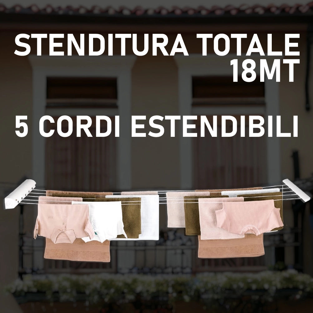 Stendino Estendibile 5 Corde Estensione fino a 3.6 mt uso Interno Casa Hotel B&B