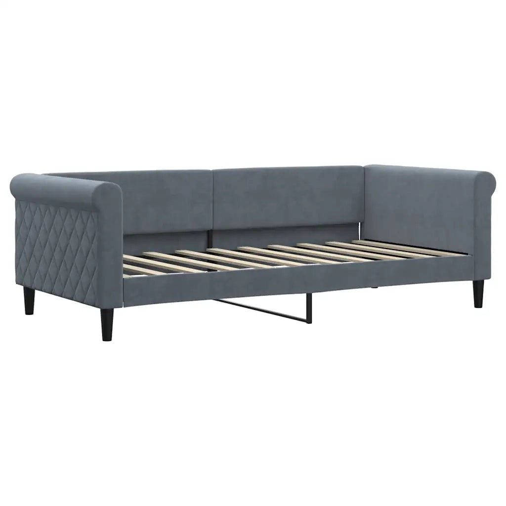 Divano Letto Estraibile Cassetti-Sofa Letto-Daybed Grigio Scuro 90x190cm Velluto 719305