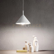 BARBIE S/G - LAMPADARIO A SOSPENSIONE IN ALLUMINIO BIANCO OPACO 1 LUCE ATTACCO E27 D.40CM