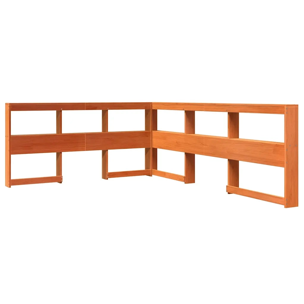 Letto Libreria senza Materasso-Struttura Letto con contenitore Marrone Cera 140x200 cm in Pino 129631