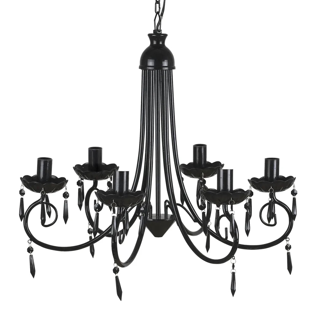 Lampada da Soffitto Pendente Elegante Nera 6 Portalampade CFW1256913
