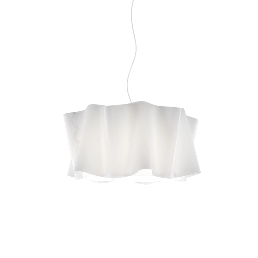 Sospensione Moderna Folio Polilux ® Bianco E Metallo Cromo 1 Luce E27 D60Cm