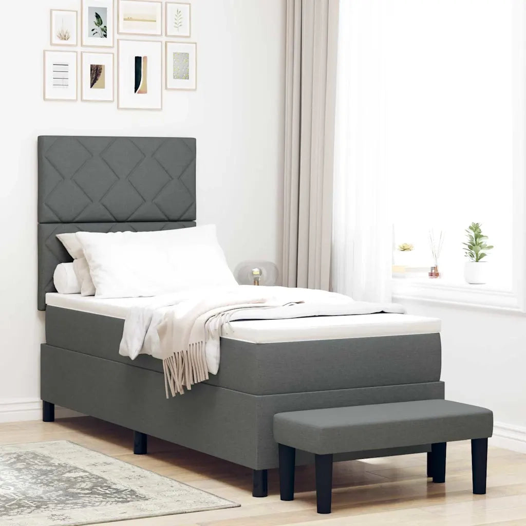 Letto a molle con materasso Grigio scuro 80 x 200 cm Tessuto
