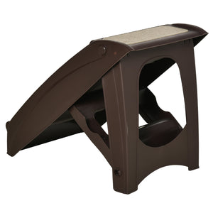 Scaletta per Cani Pieghevole con 4 Gradini Antiscivolo 62x38x49,5 cm in PP Marrone