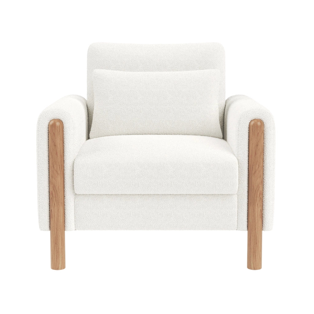 Poltrona 87x83x88.5 cm con cuscino spesso; in tessuto Teddy; bianco