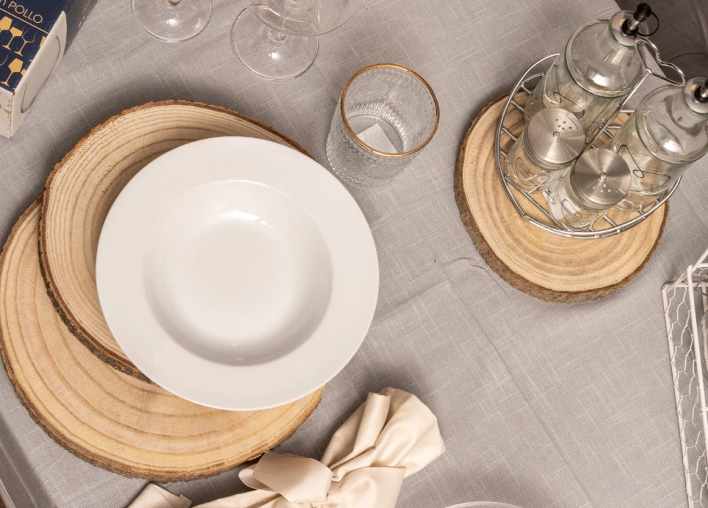 Dischetto Legno Rotondo Base Tronco Decorativo Sottopiatto Sottobicchiere - Diametro 24 - Naturale