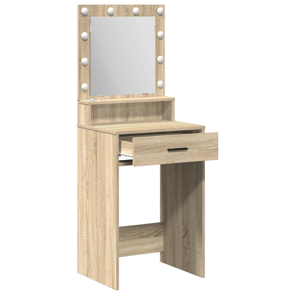 Toeletta vitaXL con luci LED Rovere Sonoma 50x41x135 cm
