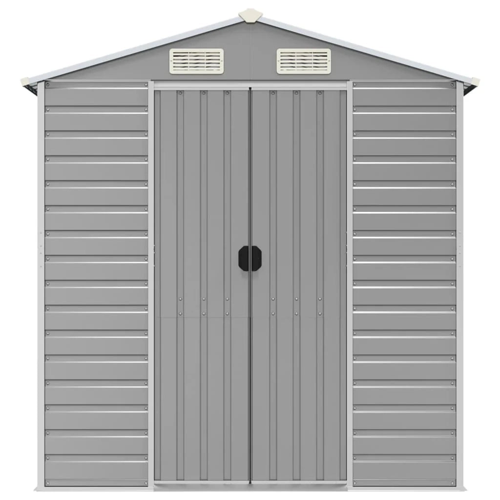 Casetta da giardino cabina ripostiglio casetta da esterno robusta casetta per attrezzi colore chiaro 191 x 215 x 198 cm acciaio zincato grigio 02_0022242
