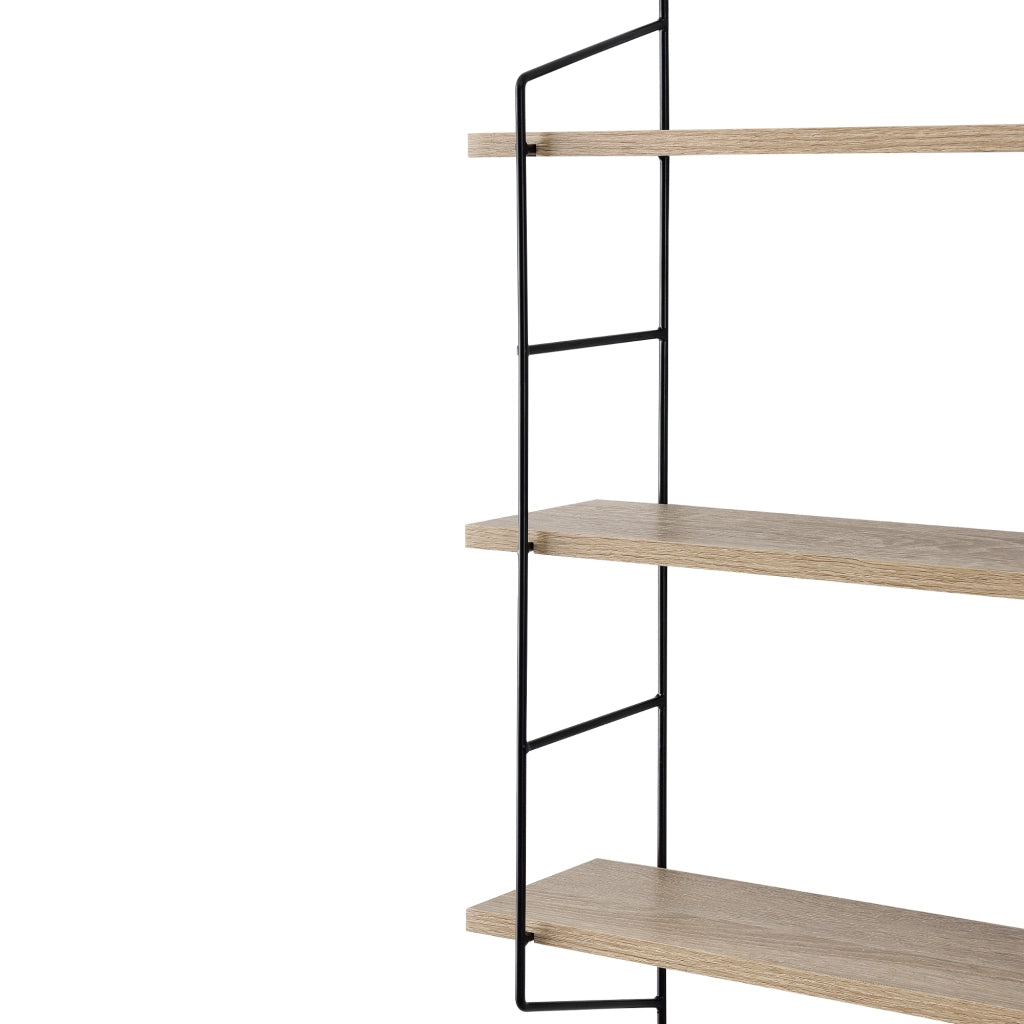 Scaffale da Parete Ösel a 3 Ripiani Regolabil - Effetto Legno / Nero [en.casa]
