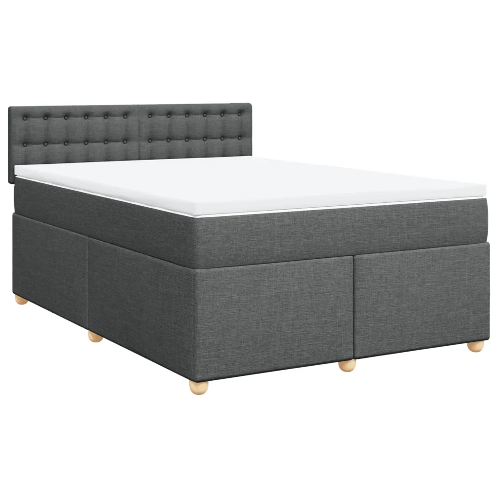 Giroletto a Molle con Materasso Grigio Scuro 160x200 cm Tessuto