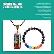 Bracciale per l'armonia dei 7 chakra - corda in pelle nera - naturale - per la purificazione spirituale - rilassamento - meditazione Reiki - yoga - bracciale con perle