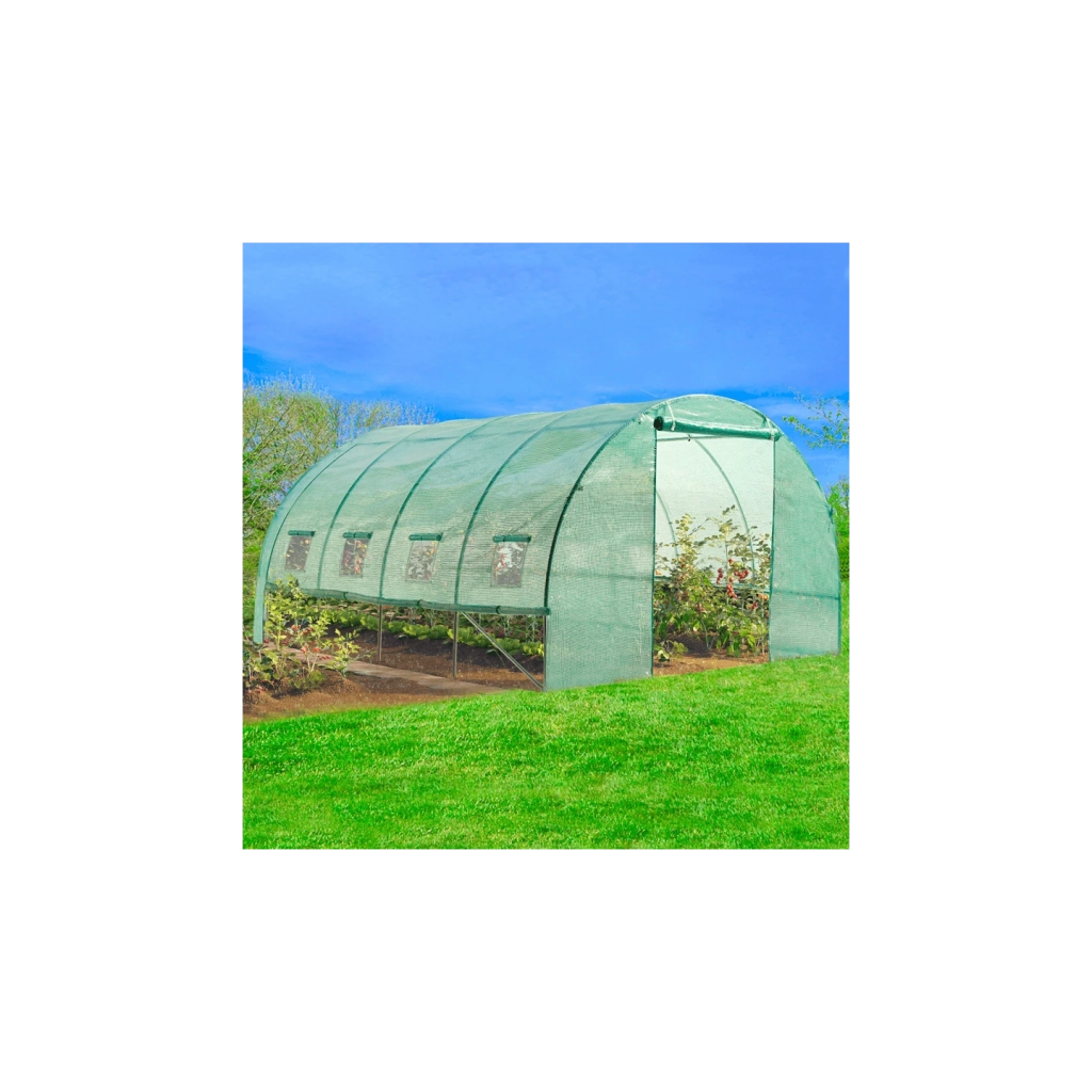 IDMarket - Serra da giardino a tunnel da 12 m², 4 x 3 x 2 m, in acciaio zincato + telo anti-UV con porta e finestre ZEBRA verde, per tutte