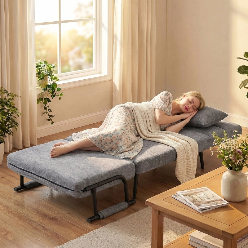 POLTRONA LETTO 3 in 1 186 cm Grigio in chenille e metallo