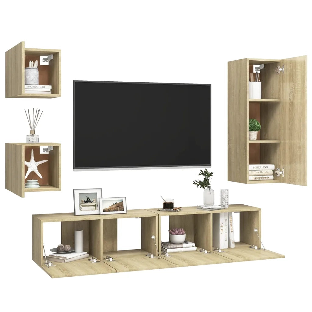 Set di Mobili TV 5 pz Rovere Sonoma in Legno Multistrato 3079011