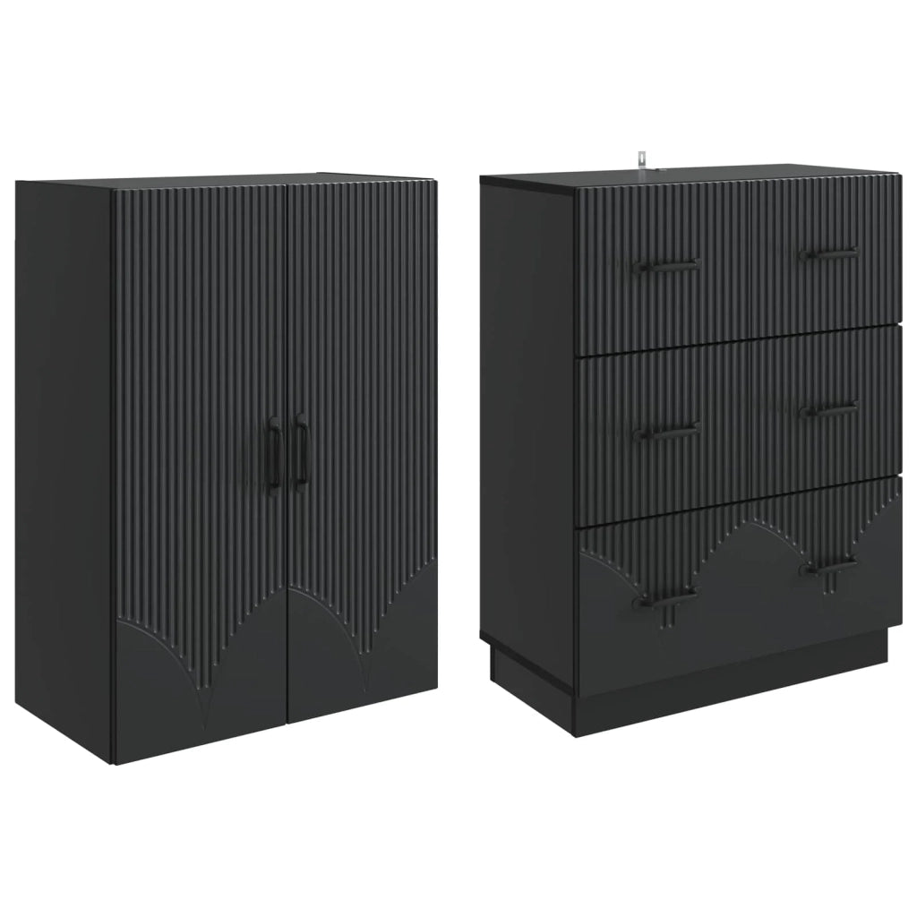 Set di armadi 2 pcs Nero 66 x 34,5 x 87 cm Legno ingegnerizzato