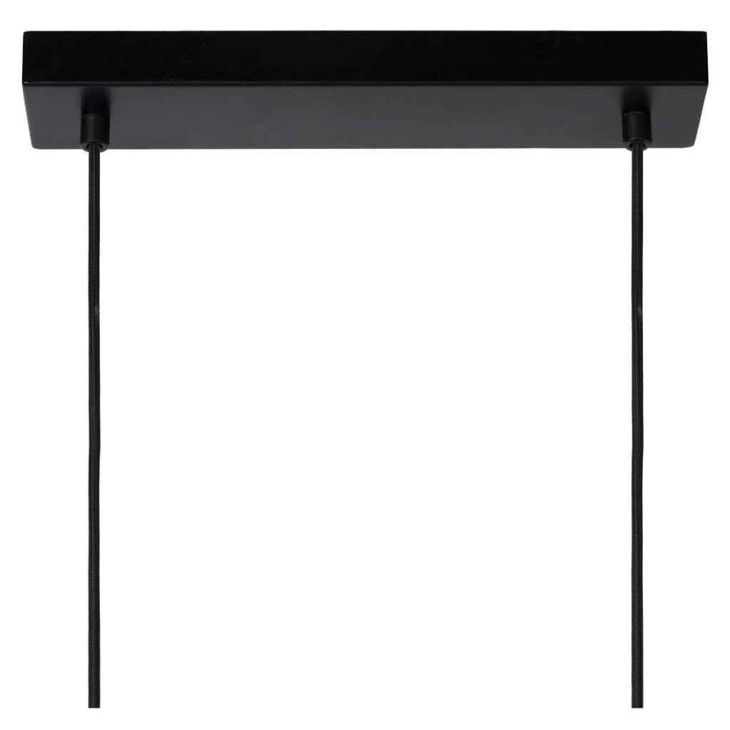 Lucide Baskett lampadario 4 luci E27 nero/legno regolabile