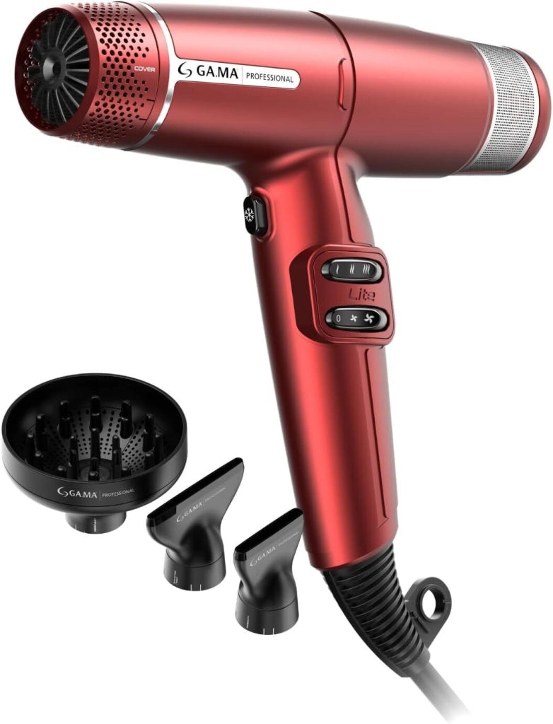 GA.MA Phon iQ Lite: leggero 316 grammi, ultracompatto, 1500 W, Tecnologia agli Ioni e Ossigeno Attivo, Motore Brushless a lunga durata, Effetto Anti Crespo, Sei combinazioni di temperatura e velocità, Pulsante Aria Fredda, Silenzioso, Accessori esclusivi
