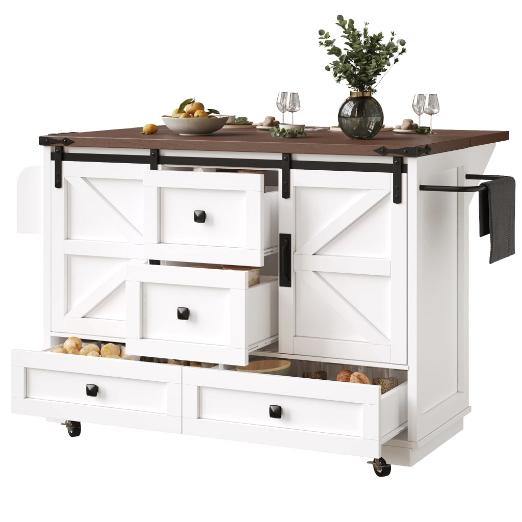 Carrello da Cucina con Piano Pieghevole ¨C MINIMAL ¨C 3 Cassetti, Ante, Rotelle