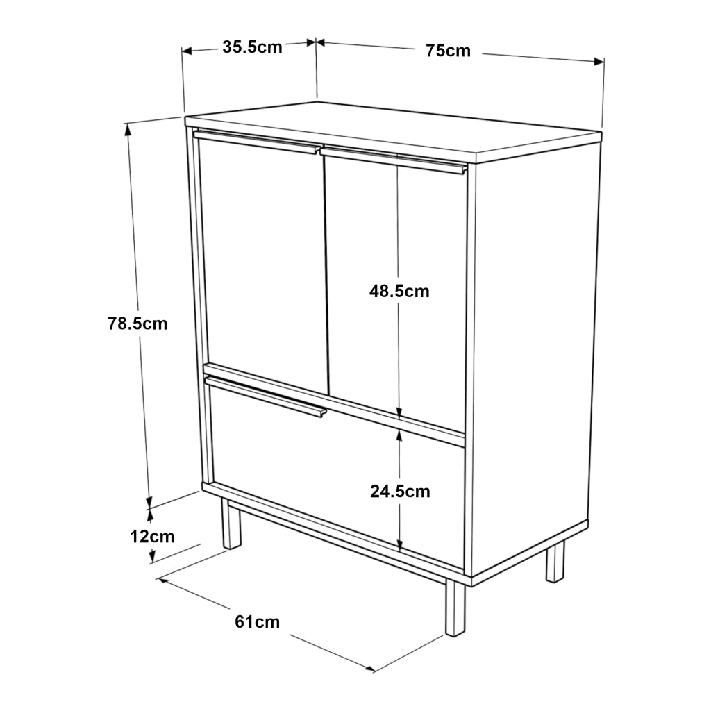Credenza Vesanto a 3 Ante Mobile da Stoccaggio 91x75x36 cm Bianco [en.casa]