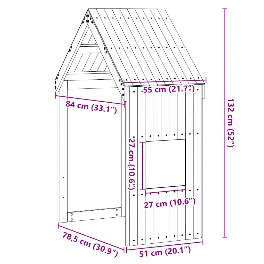 Tetto Letto Bambini Marrone Cera 55x84x132 Legno Massello Pino