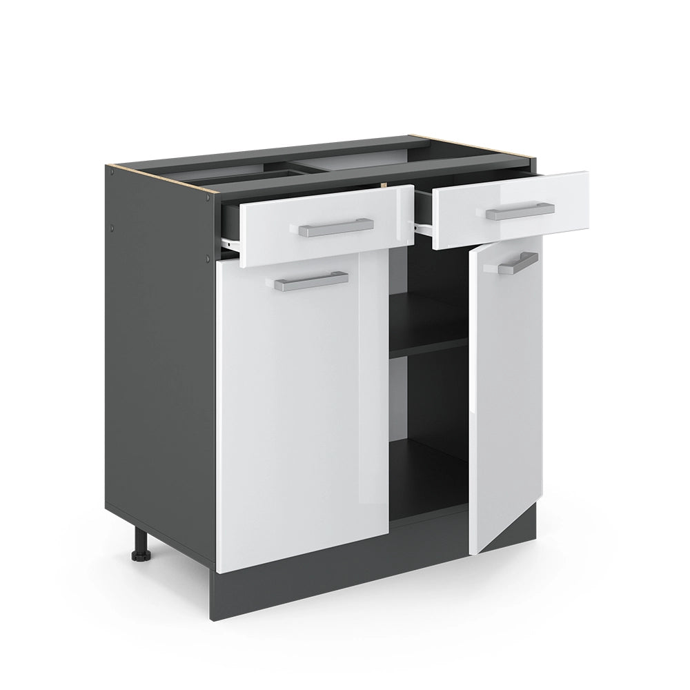 Vicco Mobiletto base per cucina Bianco lucido 80 cm senza piano di lavoro