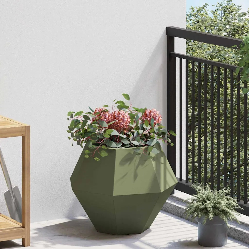 Fioriera 2 pcs Verde oliva 50 x 50 x 40 cm Acciaio 884059