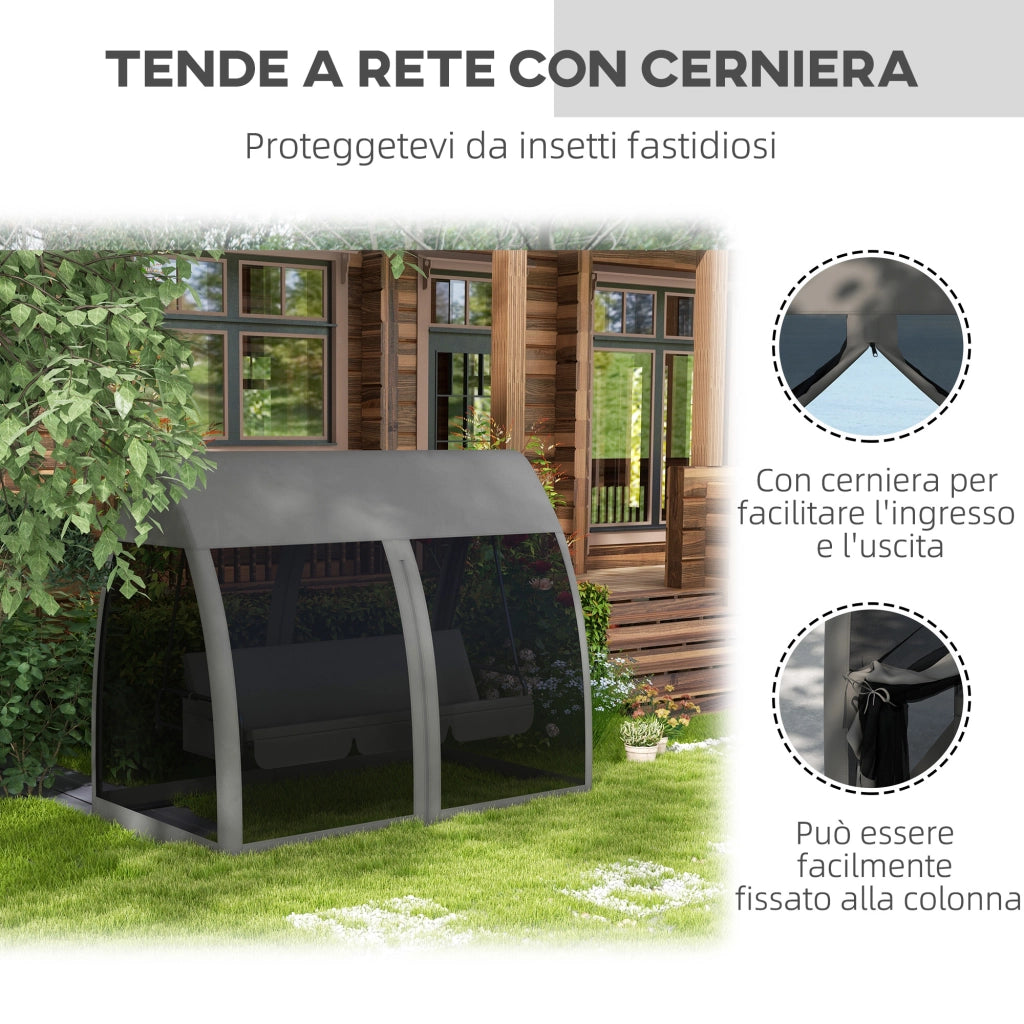 Letto da Giardino Convertibile con Cuscini e Zanzariera ¨C Zephmum ¨C Grigio 240x140x197 cm