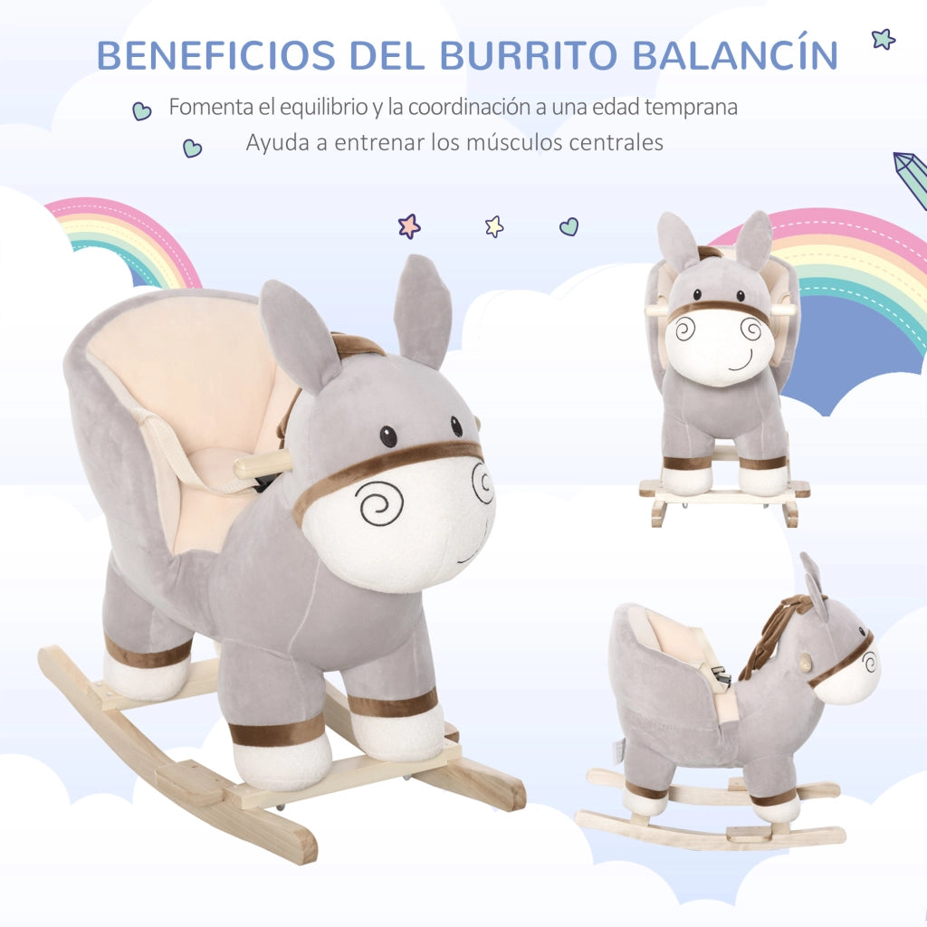 Cavallo a Dondolo per Bambini ¨C zephmum ¨C Grigio 61x34x58 cm