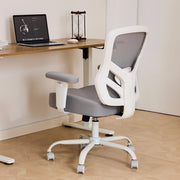 Sedia da ufficio ergonomica con supporto lombare regolabile braccioli 2D regolabili in pelle grigia 61 × 28 × 58 cm