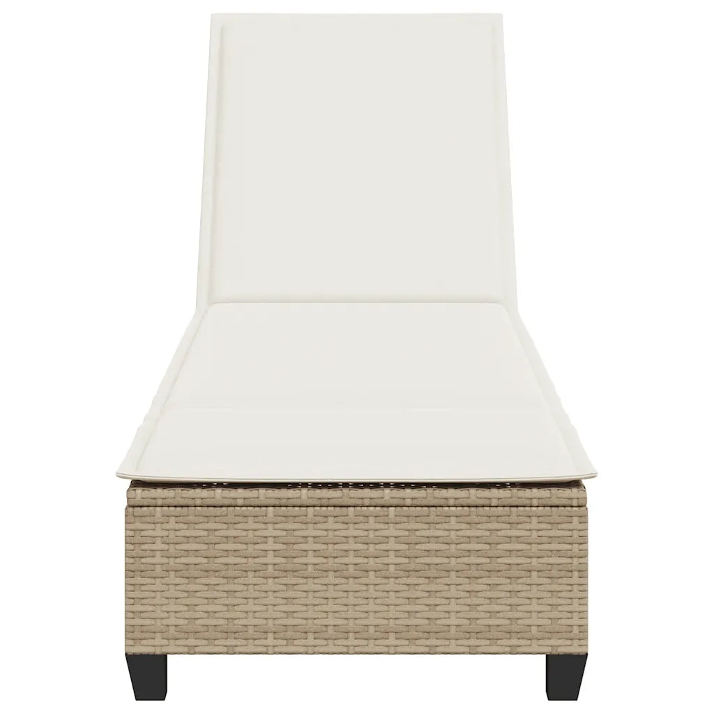 Lettino Prendisole con Cuscini Beige 55x200x25,5cm Polyrattan